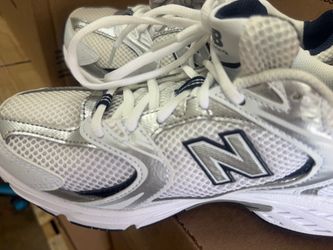 New Balance White Silver Men and Women Sneakers