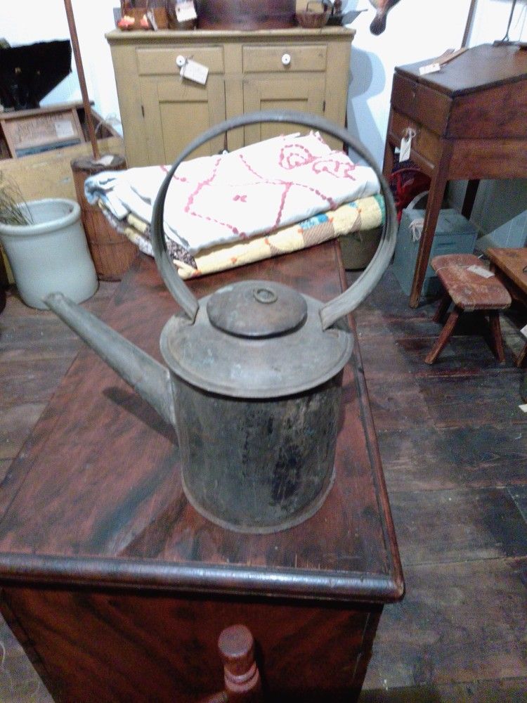 Antique Rustic Farmhouse Primitive Metal Oil Can
