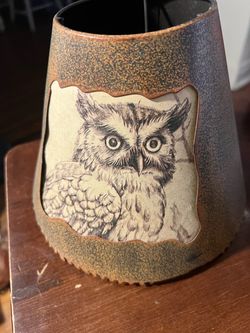 Handmade metal lampshade, owl
