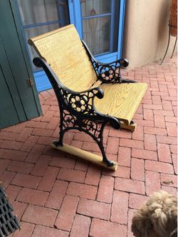 Garden bench oak and metal