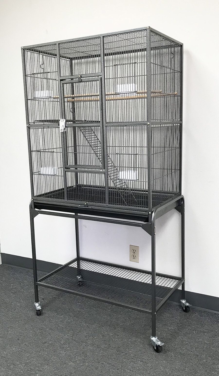 New in box $90 Large Bird Cage Parrot Ferret Cockatiel House Gym Perch Stand w/ Wheels 32”x18”x63”