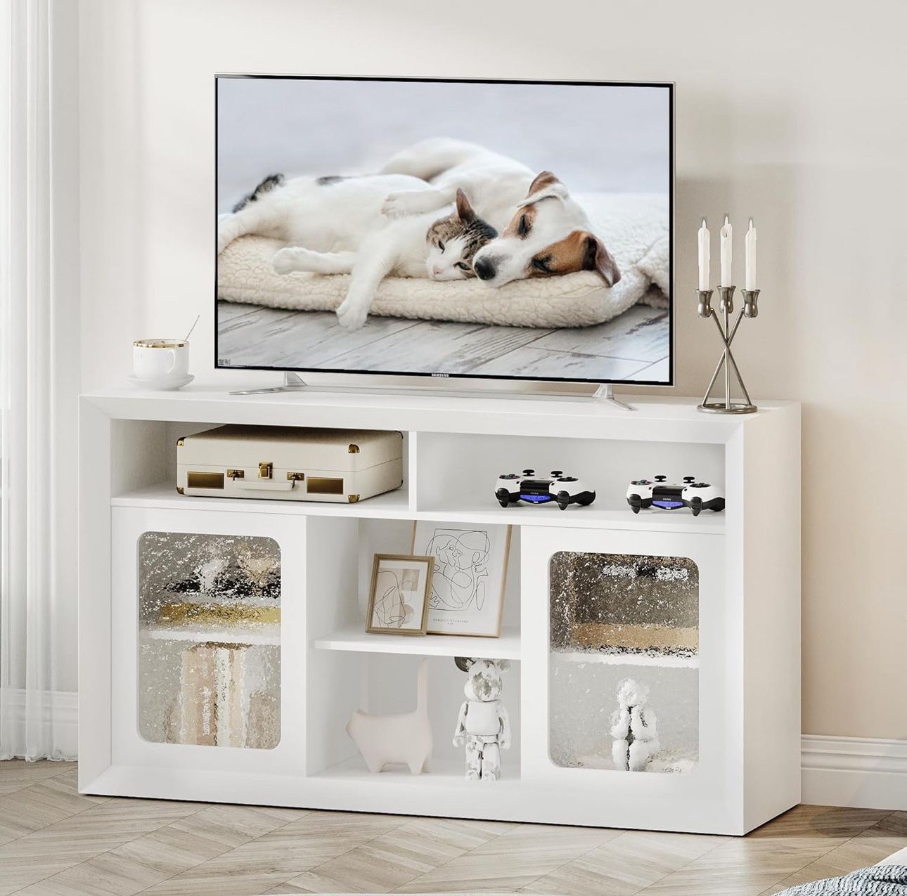 White Tv Stand Entertainment Center Console