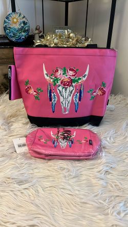 Beautiful Pink Tote, Cosmetics Bag And Change Bag 