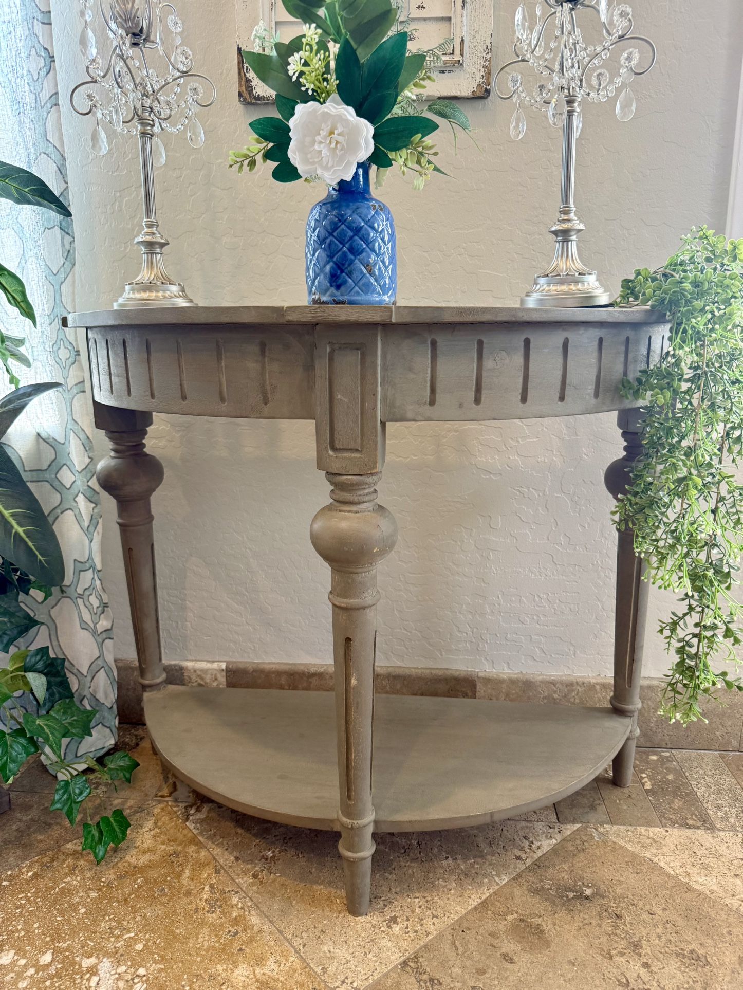 Taupe Half Circle End Table