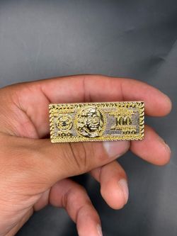 14K Gold plated $100 Bill Knuckle Ring