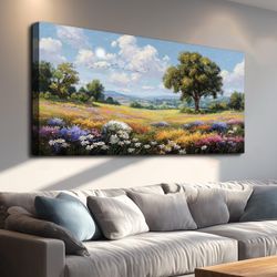 MEICEN88 Oversized Wall Art Landscape Wall Decor Modern Farmhouse Decor Wildflower Pictures Canvas Print Rustic Nature Tree Painting Wall Art For Livi