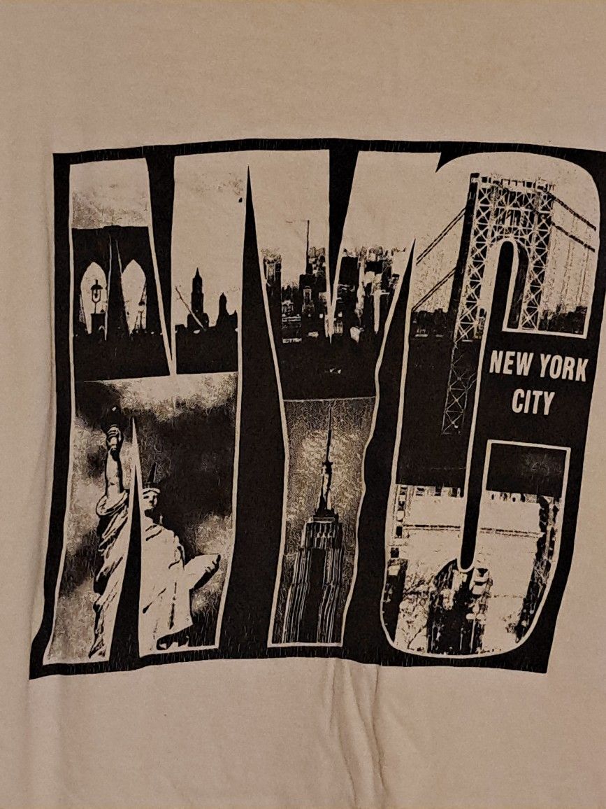 NYC Black On White City Sights Tee Sz XL