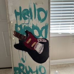 Original  Guitar Painting On Fridge Door