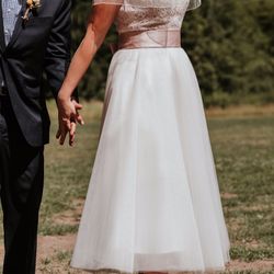 Midi tulle bridal skirt