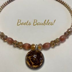 Glitter Glass Blown Pendant Necklace 