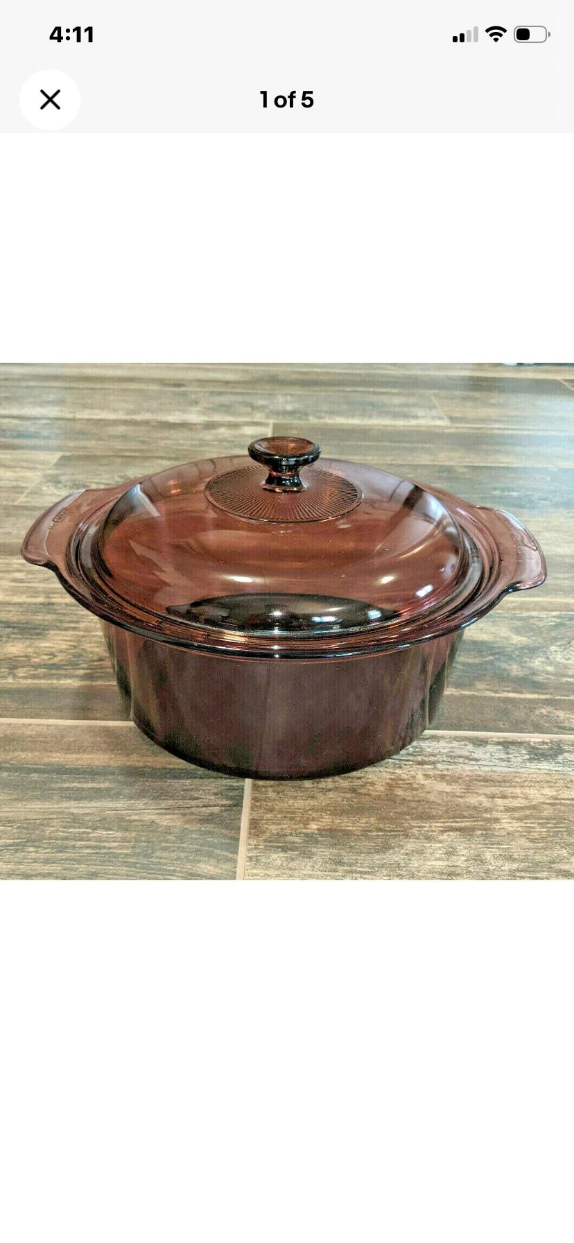 Corning Ware VISIONS 5L Cranberry Dutch Oven Casserole Stock Pot Serving Lid 5QT