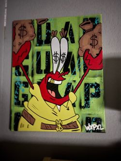 Original Mr. Krabs Cartoon Money Textures Hand-Painted ACEO Art Cards
