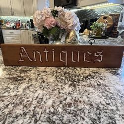 Large  Hand painted Wooden Antiques Sign 