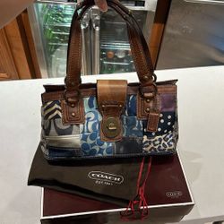 Blue Patch Coach Shoulder Bag 