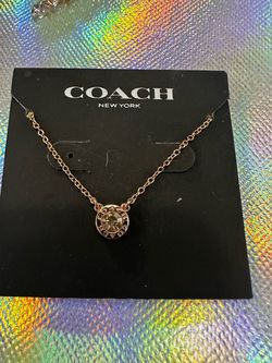 Coach New York Rose Gold Crystal Pendant Necklace