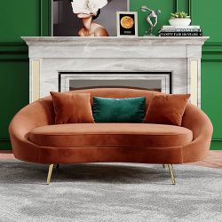 Modern 63" Bronze Velvet Curved Sofa