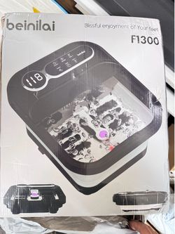 Beinilai Collapsible Foot Spa Bath Massage with Heat,Precise Temperature Control,6 Massage Roller,Bubble and Removable Pedicure Stone for Care Feet