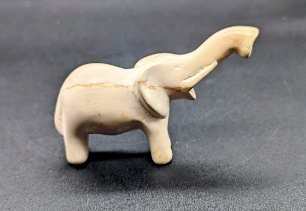 Hand Carved Soapstone Elephant Figurine  "Lucky Trunk Up" EUC