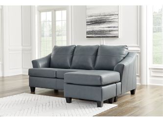Genoa Steel Leather L Shape RAF Chaise Sofa