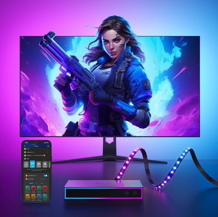 Govee AI Gaming Sync Box Backlight 27-34" Monitors RGBIC LED Light Strip 4K HD