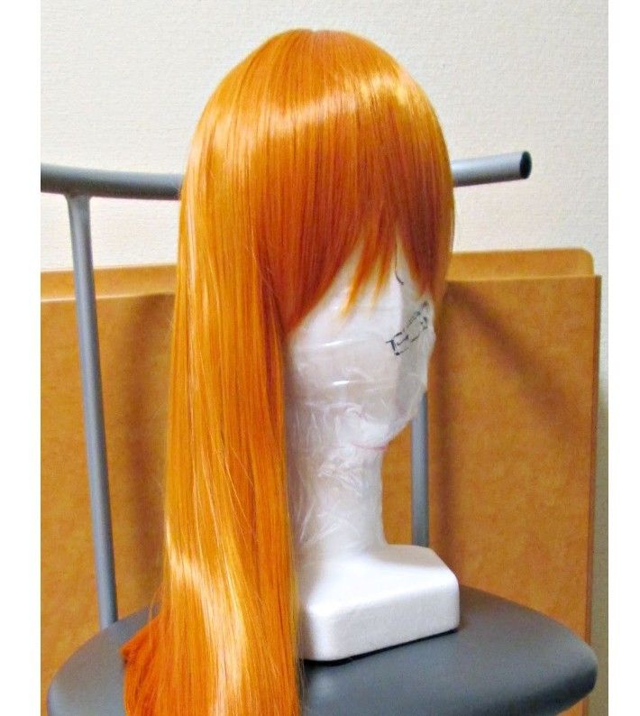 Too Bright Orange Wigs Brand New Long Straightened Wig With Bangs 