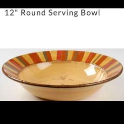 Clay Art Medallion Serve Bowl 12" Round