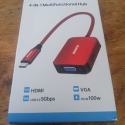 BENFEI USB -C HUB 4 IN 1 ADAPTER USB-C TO HDMI VGA COMPATIBLE WITH IPHONE 15 PRO/MAX, MACBOOK PRO/AIR 2023, IPAD  PRO, IMAC, S23, XPS 17