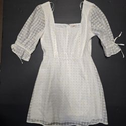 Francescas Mi Ami Boho Chic Daisy White Dress Cottagecore Lined Size Medium 
