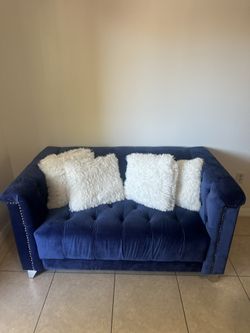 Blue Velvet Sofa 