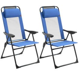 Outsunny Folding Camping Chair  Set of 2, Blue