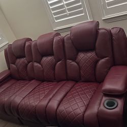 Burgundy Color Recliner Sofa For Sale 