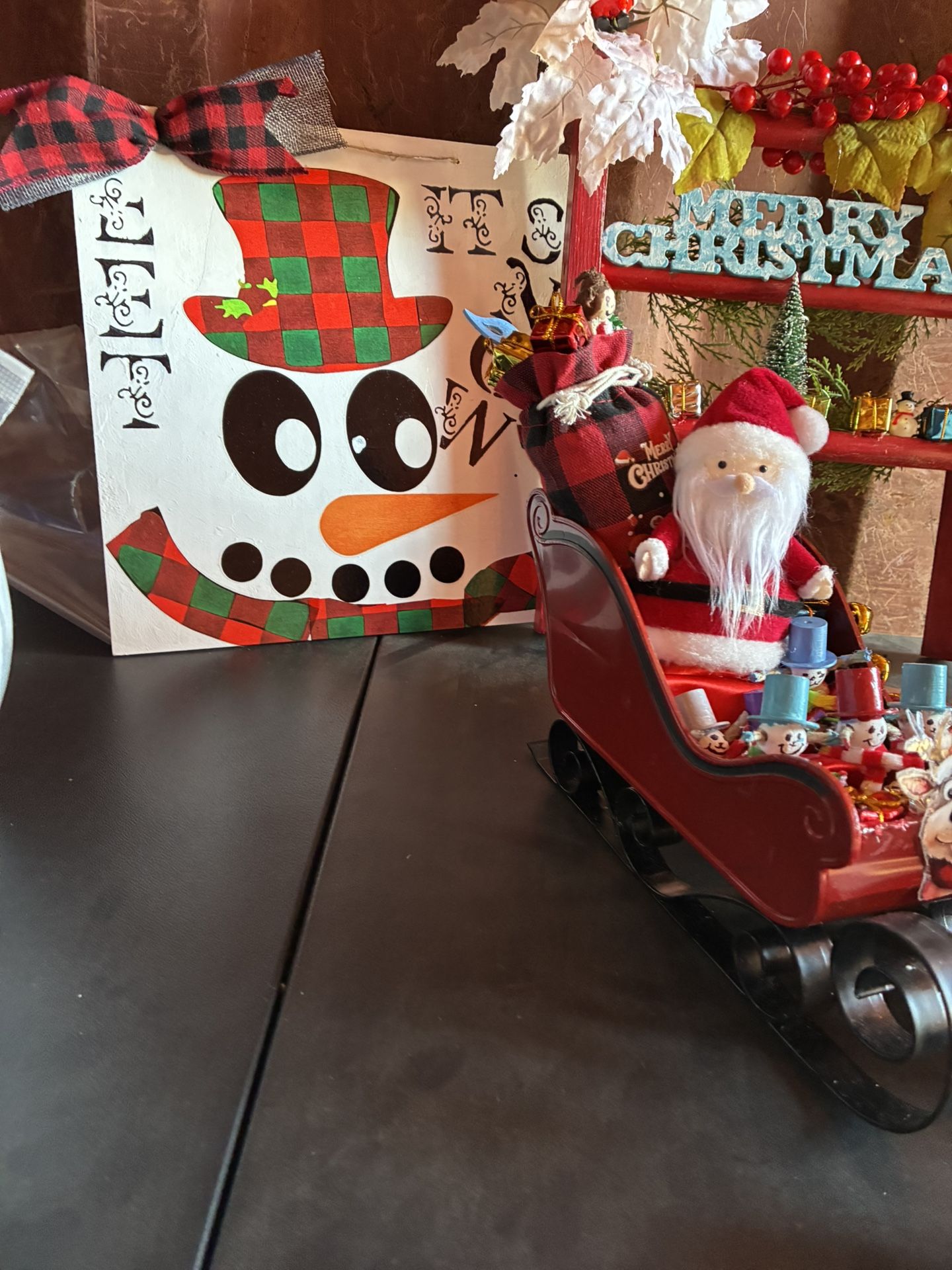 Miscellaneous Snowman On The Board Santa In his slave with his helpers