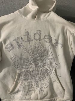 Sp5der OG Rhinestone Logo Web Hoodie White/Silver- size small (Open to offers)
