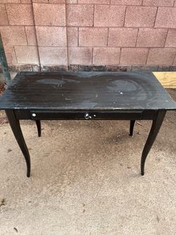 Black Wood Desk with Drawer
