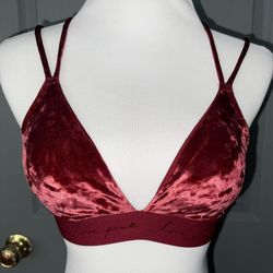 Pink Victoria’s Secret Unlined San Double Crushed Burgundy Velvet Bra. Small