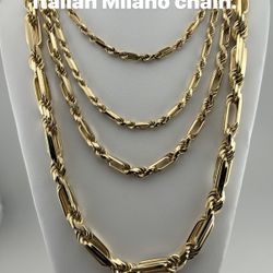 14K Yellow gold true italian Milano chain. brand new in stock.