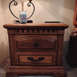 Pair Of Solid Wood Night Stands 