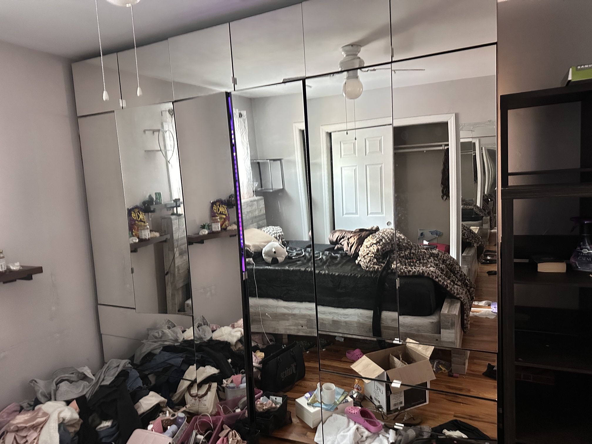 Large Mirrored Wardrobe Cabinet – $90