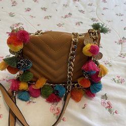 ALDO Handbag Women Fashion Shoulder Cross Body Bag Chain Handle Tassel Mini Purse . Used , Good Conditions And Clean