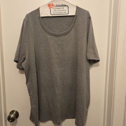 Catherines Gray Short Sleeve Top with Embellished Neckline