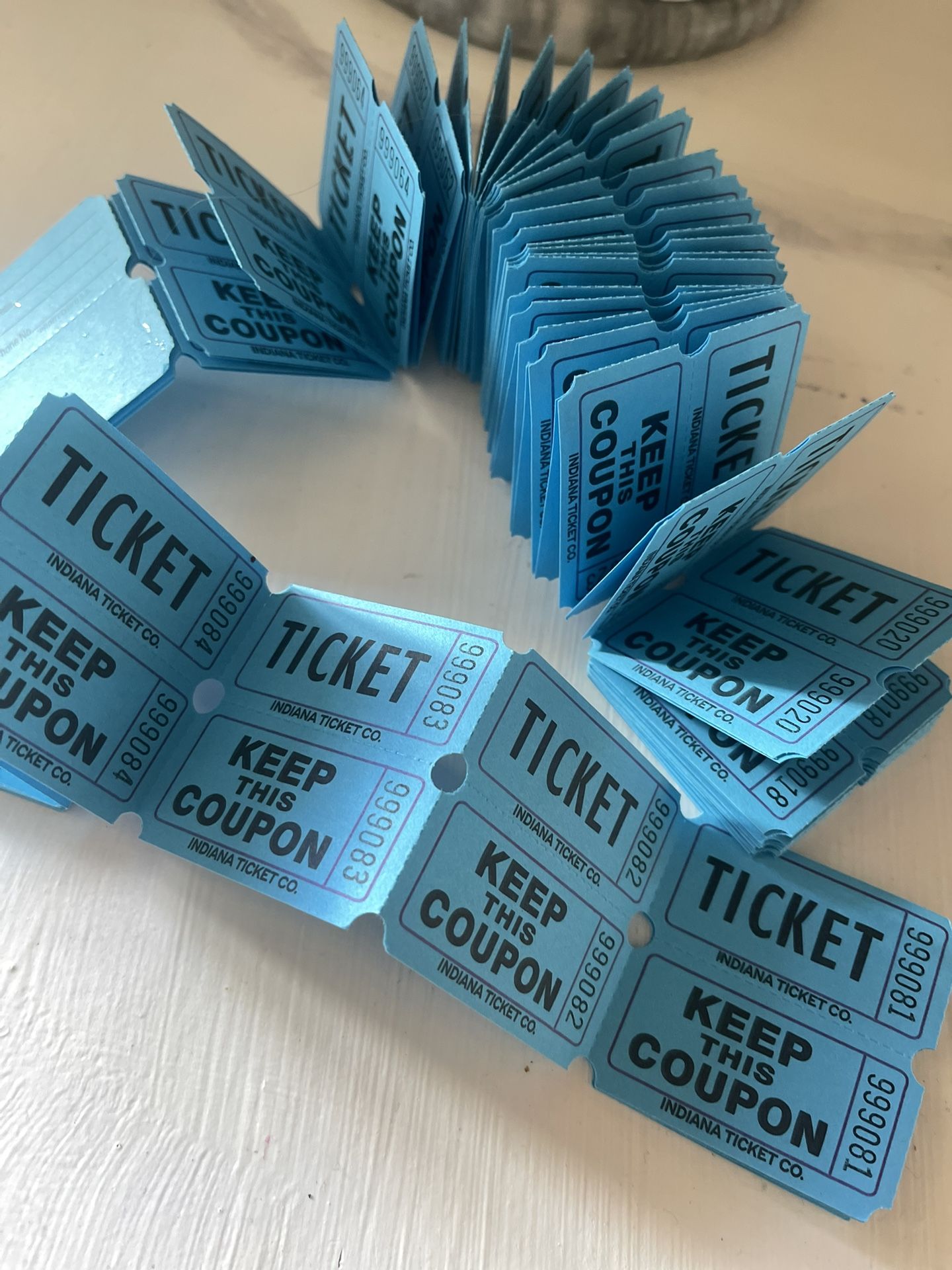 Double Stub Raffle Tickets Blue Lot Event Admit One