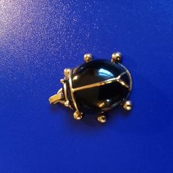 Vintage Beetle Pendant, Unknown Black Stone 