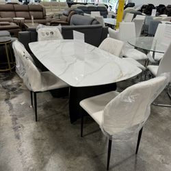 Modern Stylish Sintered Stone Round Corner Dining Table with 4 Chairs