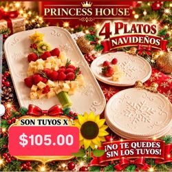 Especial Solo $105.00 Set 4 Platos Medianos y Platon Línea Wildflowers Princess House Ventas Finales