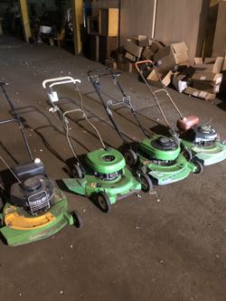 Lot of 4 vintage lawnboys mowers walk behind as is