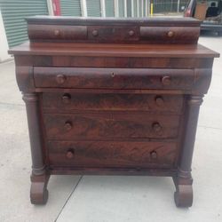 Early/Mid 1800's Empire Style Burl Walnut Dresser