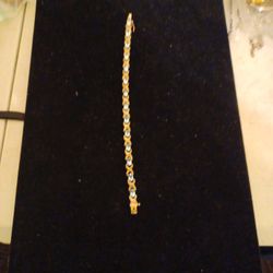 Sterling Silver Bracelet with Aquamarine Stone 