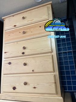 Five drawer natural pinewood cajonera Comoda de Pino