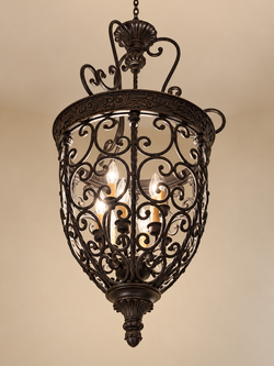 Ornate Entryway Chandelier / Pendant Light – 44” Tall