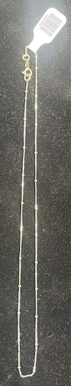 14k two-tone gold 14in chain with a circle  clasp